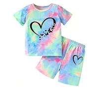 Robe à imprimé cœurs pour Petites Filles - Adorable Ensemble à Manches Longues avec Jupe Graphique et Tricot Confortable (Light Blue, 4-5 Years)