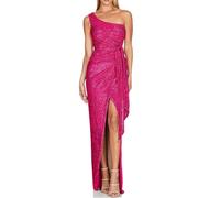 Robe à lacets dos nu avec volants et paillettes pour femme, parfaite pour un mariage, une soirée, des vacances et une tenue en boîte avec tissu légèrement extensible (XL rose rouge)