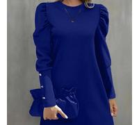 Robe à manches gigot et col rond élégante et décontractée pour femmes, printemps et été L,M,S,XLTissu tricoté