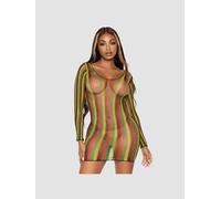 Leg Avenue 86959-10122 Rasta Net Robe Courte à Manches Longues Multicolore Taille O/S Costumes Adulte, Unique Femme
