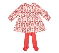 Robe à manches longues avec collants 2226W16 pour bébé fille-blanc rouge 9