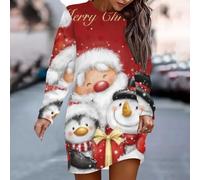 Robe à manches longues en polyester avec motif imprimé saisonnier et col rond, adaptée pour une utilisation décontractée, quotidienne et vacances tout au long de l'année (M jaune)