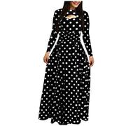 Robe à manches longues pour femme - Robe décontractée et tendance - Robe longue imprimée pour femme - Robes grande taille, Noir , 5XL