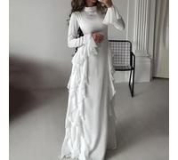 Robe à manches longues sans effort pour femme, complément parfait à votre garde-robe (2XL, blanc)