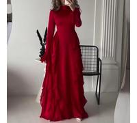 Robe à manches longues sans effort pour femme, complément parfait à votre garde-robe (M rouge)