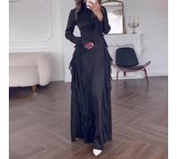 Robe à manches longues sans effort pour femme, complément parfait à votre garde-robe (XL noir)