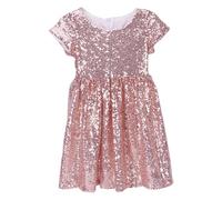 Robe à paillettes pour fille - Robe à paillettes - Pour fête de demoiselle d'honneur - Mariage - Bretelles, Or rose, 4 ans