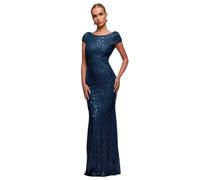 Robe Ã sequins dos nu femme Goddiva Maxi Bleu 44