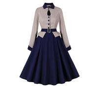 Robe à thé à manches courtes pour femme - Pour le travail, l'église - Style décontracté, Marine, L