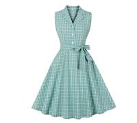 Robe à thé à manches courtes pour femme - Pour le travail, l'église - Style décontracté, vert, L