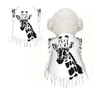 Robe à volants à motif de girafe noire et blanche - Sans manches - Respirante - Fête d'été pour petits chiens et chats - Taille XS