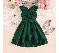 Robe à volants mexicaine pour fille, robe de princesse dopamine 6Y,7Y,4Y,5YUnicolorePolyester