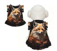 Robe à volants pour chien, renard et fleurs, sans manches, respirante, pour petit chien, chat, taille XL