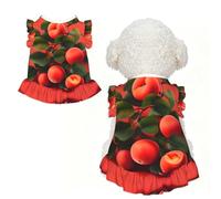 Robe à volants pour chien - Rouge abricot - Sans manches - Respirant - Fête d'été pour petits chiens et chats - Taille XS