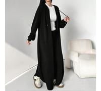 Robe abaya arabe longue à capuche et cordon de serrage de couleur unie, décontractée pour femmes. Pour le printemps et l'automne, abaya longue décontractée, pour un usage quotidien décontracté, le ret