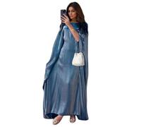 Robe Abaya en satin pour femme musulmane, manches chauve-souris, caftan, Gris foncé, M