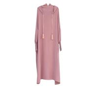Robe Abaya pour femme du Moyen-Orient Dubaï turque unie à franges à capuche et manches manchettes, robe longue élégante, vintage, décontractée, confortable, respirante, au quotidien, musulmane, 05