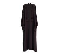 Robe Abaya pour femme du Moyen-Orient Dubaï turque unie à franges à capuche et manches manchettes, robe longue élégante, vintage, décontractée, confortable, respirante, au quotidien, musulmane, 02