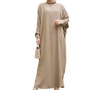Robe Abaya pour Femmes, 56,7 Pouces de Robes Musulmanes à Manches Longues pour Femmes, Robe de prière Musulmane, Robe décontractée lâche (Kaki)