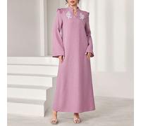 Robe ample à manches longues violette décontractée pour femmes, nouvelle arrivée du printemps L,M,S,XLPlantesTissu tissé