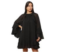 Robe ample et évasée dotée de volants.Manches avec poignets évasées volantées.Se ferme dans le coup par un bouton.Possède une M