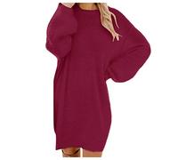 Robe Ample Femme Hiver, Robe DéContractéE Femme Grande Taille, Pull Polaire Women sans Capuche, Classique Doux Automne Et Hiver Base DéContractéE Pullover Dress Couleur Unie