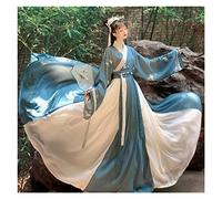 Robe Ancienne Hanfu for Femmes élégante Robe Hanfu à Manches Larges Broderie Orientale Jupe balançoire Tenue Costumes Traditionnels Chinois (Color : Blue, Size : M)