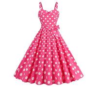 Robe Année 60 Pin-Up Femme Sexy Col V sans Manche Retro Robe Style 1950's Audrey Hepburn Pin-Up Rockabilly Elegante Polka Dot Trapèze Vintage Robes Swing Robe De Bal Fête Cérémonie Mi Longue