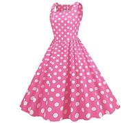 Robe Année 60 Pin-Up Femme Sexy Col V sans Manche Retro Robe Style 1950's Audrey Hepburn Pin-Up Rockabilly Elegante Polka Dot Trapèze Vintage Robes Swing Robe De Bal Fête Cérémonie Mi Longue
