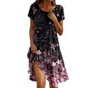 Robe Année 60 Pin-Up Femme Sexy Col V sans Manche Retro Style 1950's Audrey Hepburn Pin-Up Rockabilly Elegante Polka Dot Trapèze Vintage Robes Mi Longue Summer Floral Dress Jupes 2025(Rose,S)