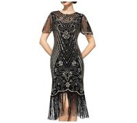 Robe années 20 pour femme Gatsby 1920 - robes pour femmes vertes et noires - robe à franges pour femmes - robe de danse Flapper - robe courte Charleston - costume de carnaval - robe à paillettes en