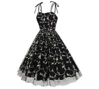 Robe Années 50 Vintage Femme Retro Glamour Pin-Up Chic Et Elegant Robes sans Manche Dos Nu Années 1950 Swing Décontractée Dress De Soirée Fête Cérémonie Retour Soirée