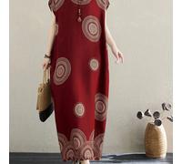 Robe arabe élégante à manches courtes, col en V, imprimé floral vintage dans un style bohème, pour femmes grande taille, adaptée au printemps et à l'automne 1XL,2XL,3XL,4XL,5XLGéométrique,graphique,Pl