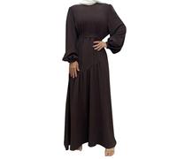Robe Arabe Femme Algérienne,Vetement De Priere Femme À Manches Longues Vêtements Style Ethnique Islamique Modeste Décontractée Imprimé VintageTenue du Moyen-Orient Coupe Trapèze