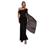 Robe asymÃ©trique mousseline et scuba femme Goddiva Maxi Noir 42