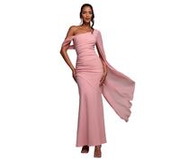 Robe asymÃ©trique mousseline et scuba femme Goddiva Maxi Rose 44