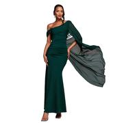 Robe asymÃ©trique mousseline et scuba femme Goddiva Maxi Vert 36