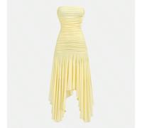 Robe asymétrique à volants sans bretelles pour adolescentes, convient pour les sorties et la saison des mariages. Robes d'été pour adolescentes. Robe jaune, robe de cocktail de printemps, robe d'été p