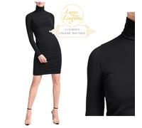 Robe Aurora Par Wolford M Noir Roll Col Doux Élégance Manches Longues