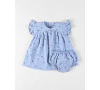 Robe avec bloomer crêpe gaufrée bleu 1M(54CM)