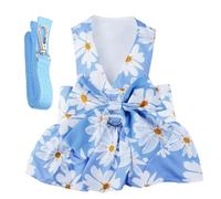 Robe avec harnais et laisse pour chien et chat de petite fille - Vêtements respirants pour chiens et chats - Vêtements mignons pour chiots et chats - Vêtements respirants pour printemps et été (taille