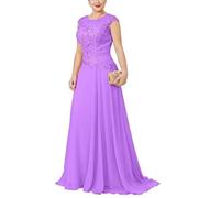 Robe B4S1Q Dentelle perlée mère de la mariée robes une ligne robes de soirée en mousseline de soie pour la fête Taille-52 52