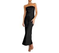 Robe Babydoll Femme - Robe Bustier en Satin D'Été Sexy Dos Moulante Mariage Cocktail Maxi Robes Parfum De Femmes Petite Robe Noire