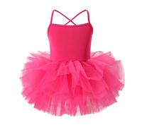 Robe Ballet Fille Tutu Danse Classique sans Manches Bretelles Spaghetti avec Nœud Papillon Tulle Paillettes Plume Justaucorps Gymnastique Costume Ballerine Princesse Une Pièce 3-10 Ans
