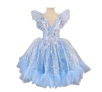 Robe Ballet Scintillante Lac des Cygnes pour Fille Ornée De Paillettes Étoilées Spectacle Compétition Jupe Bouffante,C,120