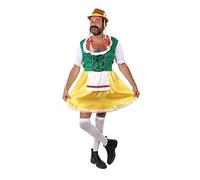 Robe bavaroise jaune et verte pour homme avec chapeau marron de luxe et fils blonds