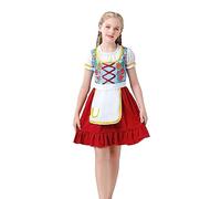 Robe bavaroise pour fille - Col carré - Manches bouffantes - Pour Halloween - 2 à 16 ans - Bordeaux - 7-8 ans