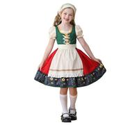 Robe bavaroise pour fille - Costume traditionnel européen de fermier - Pour fête de la bière - Pour l'été - 6-12 ans, vert, 8-9 ans