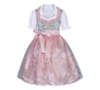 Robe bavaroise traditionnelle bavaroise pour petite fille - Costume de fête de la bière bavaroise - Robe et accessoires pour fête de la bière allemande - Rose - 6 à 7 ans