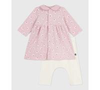 Robe bébé à col imprimé fleurs et coeurs et legging en coton Petit Bateau - rose - Taille 6 mois 6M rose/multicouleur